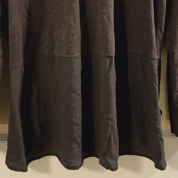 Anthropologie Meadow Rue Dark Grey 3/4 sleeve button down shirt Size L - Picture 14 of 15